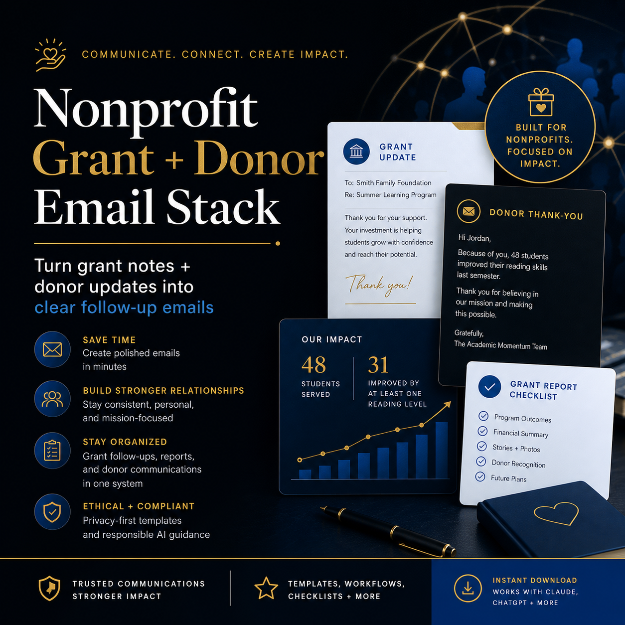 Nonprofit Grant Follow-Up + Donor Email Stack preview